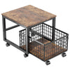 1 Set Iron Wood Mini Refrigerator Storage Rack Living Room Snack Trolley Kitchen