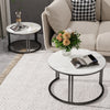 Glossy Round Nesting Coffee Table Set 2 Scratch Resistant Marble Side End Tables