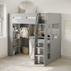 Grey High Sleeper Loft Bed with Desk and Wardrobe Carter