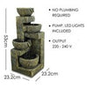 Water Feature Outdoor Indoor LED Fountain Waterfall Garden Decor (4 Tier)