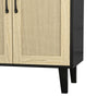 Wooden Storage Cabinet with Rattan Decorating Buffet Sideboard Accent Cabinet