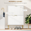Slim Shoe Storage Cabinet with 2 Flip Drawers for Hallway, White