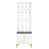 Shoe Storage Cabinets with Drawers, Shoe Bench and Coat Rack Wardrobe Set White