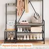 Hall Tree w/Bench,10 Hooks,Shoe Storage,Freestanding Coat Rack for Hallway,Gray