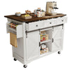 Rolling Kitchen Island Storage Trolley Cart Cabinet with 3 Drawers & Barn Doors
