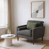 Modern Chenille Wingback Armchair Upholstered Accent Chair Single Sofa Wood Legs
