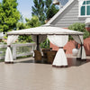 3m/4m Party Hardtop Marquee Gazebo Canopy w/ Aluminium Frame Netting & Curtains