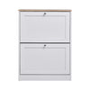 White 2 Drawers Shoe Rack Footwear Storage Hallway Cabinet Organiser Cupboard