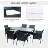 6 Seater Rattan Dining Set with Cushions, Garden Furniture Set, Black
