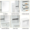 Dressing Table Mirror Drawers Vanity Makeup Desk Stool Set With LED Lights White