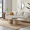Sutton Beige Travertine Stone Veneer Oval Coffee Table