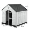 Large Dog House Waterproof Plastic Pet Shelter with Air Vents Grey