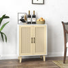 Wooden Storage Cabinet with Rattan Decorating Buffet Sideboard Accent Cabinet