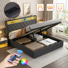 Upholstered Bed Frame with Hydraulic Lift 5FT King Size Bed Frame with Headboard