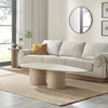 Sutton Beige Travertine Stone Veneer Oval Coffee Table