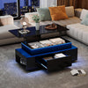 Lift Top LED Coffee Table High Gloss Black Glass Sofa Side Living Room