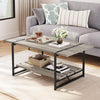 2-Tier Farmhouse41''Large Wood Coffee Table,Storage Shelf Rectangle Center Table