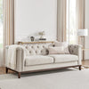 Dusk Chesterfield Stone Matte Velvet & Ash Wood Quilted 3 Seater Sofa RRP £1069