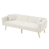 Fabric Sofa Bed Love Seat Sofa Settee Couch with Metal Legs & Cushions White