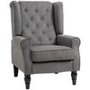 Retro Accent Chair Wingback Armchair with Wood Frame for Living Room Dark Grey