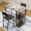 2-Seater High Top Bar Table Set with Upholstered Chairs, Dining Set with Storage