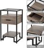 3-Tier Coffee Table w/ Tempered Glass Top Storage Drawer and Shelves Steel Frame