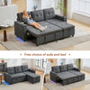 Sofa Bed Pull Out Sectional Couch Bed Convertible Settee with Storage, Grey