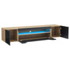 Floating TV Stand Cabinet with LED lights High Gloss TV Unit with Pull-Down Door