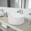 Bathroom Counter Top Ceramic Wash Basin Cloakroom Gloss Sink Round Gloss White