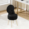 Black Dressing Table Chair with Storage, Vanity Stool with Foldable Backrest