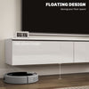 Wall Mounted TV Stand Unit with Storage and High Gloss Effect, White