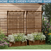 Wooden Raised Bed with Trellis Set of 2 Planter Box Lattice for Climbing Plants