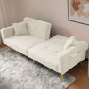 Fabric Sofa Bed Love Seat Sofa Settee Couch with Metal Legs & Cushions White