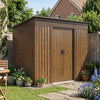 4x8FT Garden Shed Metal Pent Roof Outdoor Storage House With Free Foundation Kit