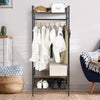 Rustic Wooden Clothes Garment Rail Open Hanging Display Shelf Shoe Rack Entryway