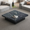 Black Marble Look Coffee Table with Sliding Drawers, 90x90cm Square End Table