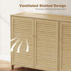 Bamboo Shoe Cabinet with Louvered Doors, 14 Pairs Footwear Cupboard for Hallway