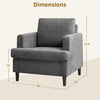 Modern Accent Chair Armchair for Living Room Office Upholstered Comfy Chair Grey