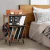Ikkle Rustic Record Player Stand, End Table with Record Storage, Vinyl Record St