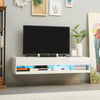 Floating TV Unit Stand, Wall Mount TV Cabinet with Storage LED Lights