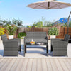 COSTWAY 4 Piece Patio Conversation Set Outdoor Wicker Furniture