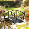 1.2M Metal Garden Bridge with Safety Railings, Outdoor Pond Bridge