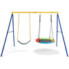 Kids Outdoor Swing Backyard Playground A-Frame Metal 2 seat swing set