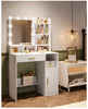 LED Mirror Dressing Table Makeup Vanity Desk And 10 LED Lights With 3 Shelves