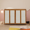 Shoe Cabinet Storage Organizer 4 Rattan Door Cupboard Footwear Stand Wooden Unit