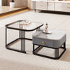 Square Nesting Coffee Table Set of 2 Stacking Side Tables with 2 Drawers Storage