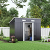 4x8 FT Flat Roof Steel Storage Shed, Pre-drilled Steel Panels, Outdoor Tool Shed