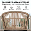 Garden Chairs Set of 2, Rattan Garden Dining Chairs with Cushions, Natural