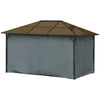 Heavy Duty Gazebo Metal 4 x 3m Outdoor Garden Shelter Hard Top Roof Patio Canopy