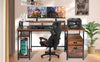 Home Office Computer Desk with Monitor Stand 2 Drawer Storage Shelves LED Lights